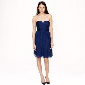 J.Crew Nadia Dress Silk Chiffon Dark Cove $250